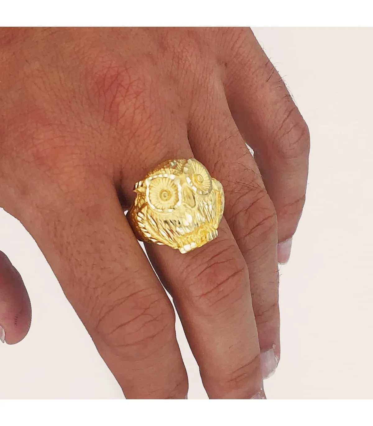 Sello Búho Hombre de Oro Amarillo 18K