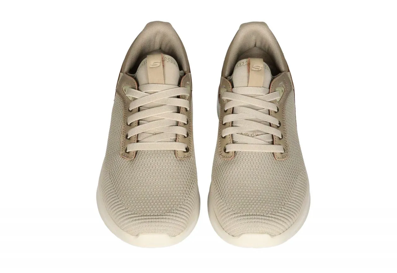 Sneaker Nylon Taupe Cordon Elastico Talon Marron Piso Goma