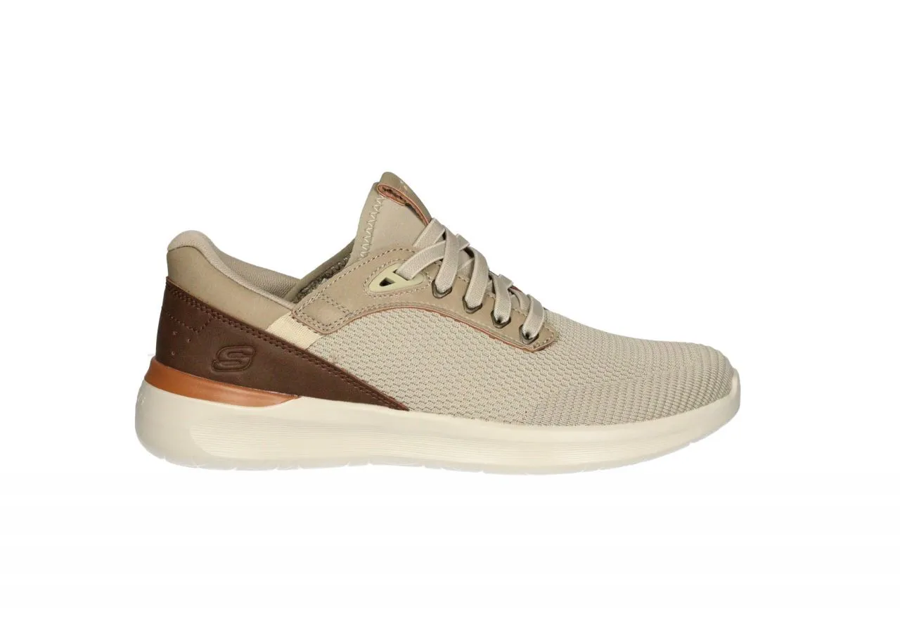 Sneaker Nylon Taupe Cordon Elastico Talon Marron Piso Goma