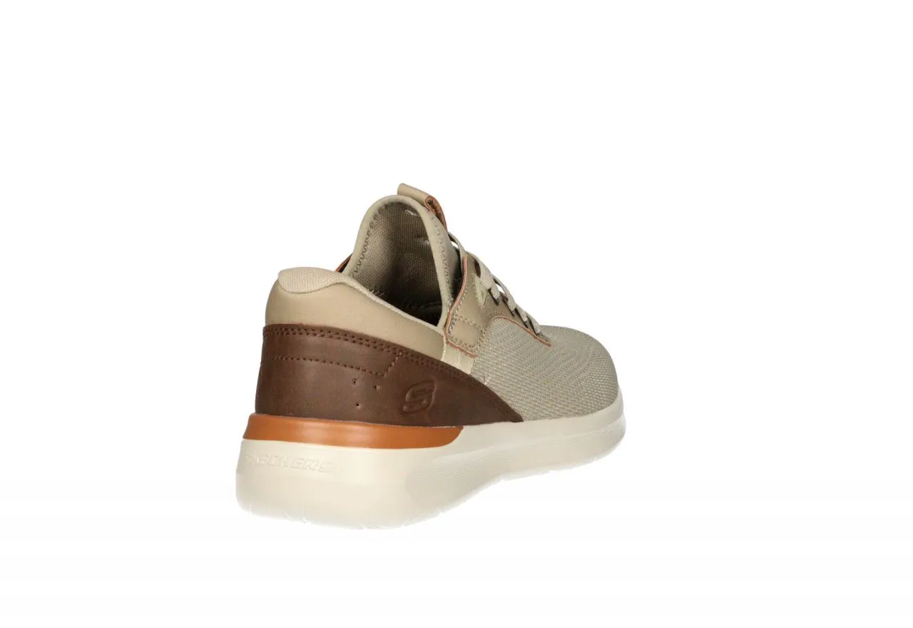 Sneaker Nylon Taupe Cordon Elastico Talon Marron Piso Goma