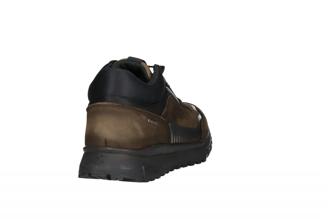 Sneaker Waterproof Nobuck Marron Cuello Nylon Negro Piso Goma Negro