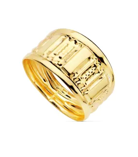 Sortija de mujer Oro Amarillo 18K Banda tallada