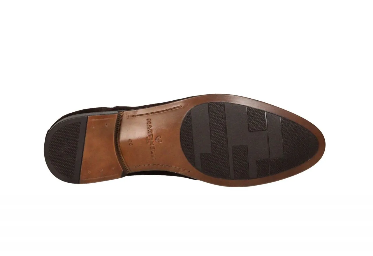 Zapato Cordon Nobuck Marron Punta Cortada Piso Goma