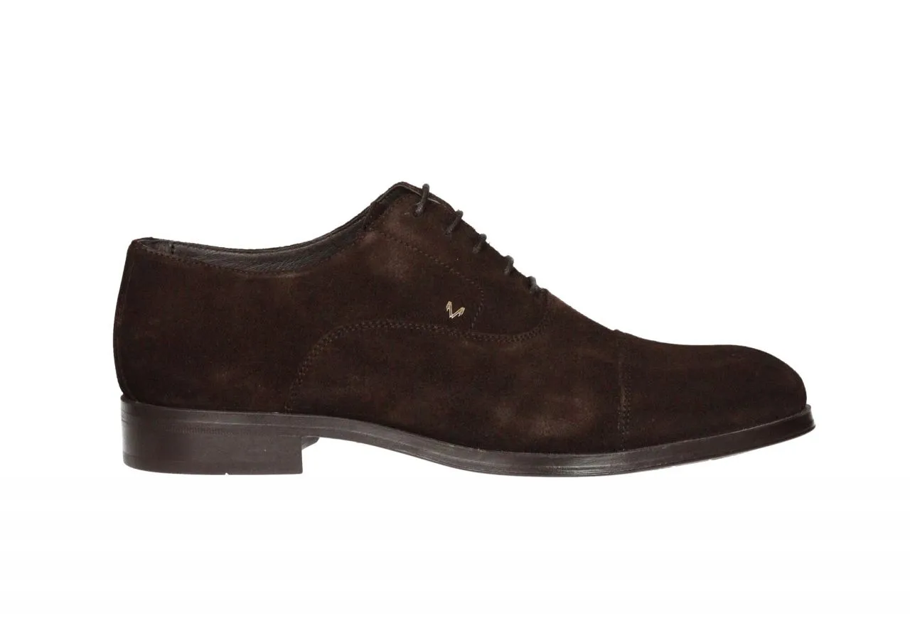 Zapato Cordon Nobuck Marron Punta Cortada Piso Goma