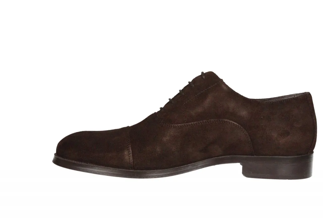 Zapato Cordon Nobuck Marron Punta Cortada Piso Goma