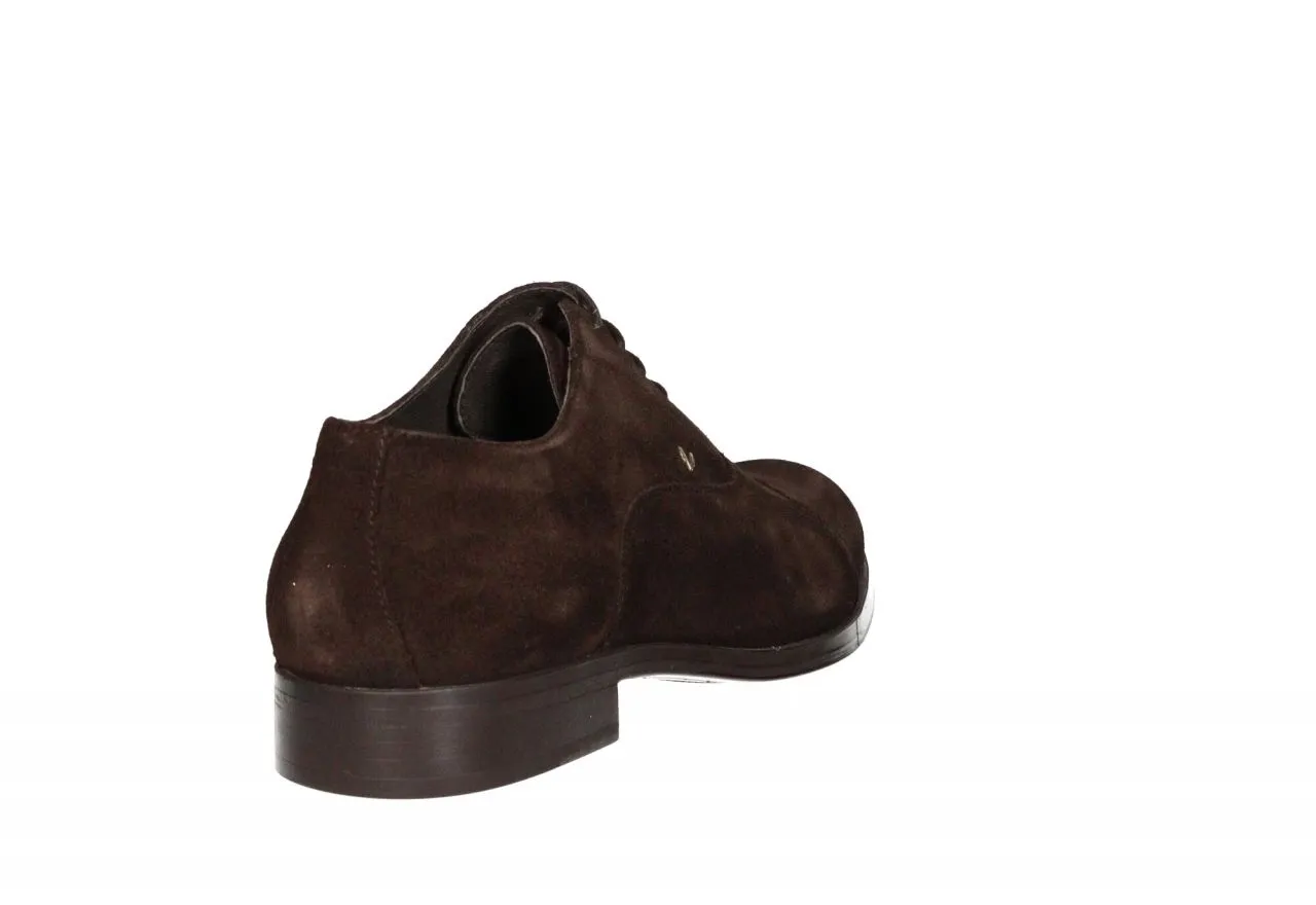 Zapato Cordon Nobuck Marron Punta Cortada Piso Goma